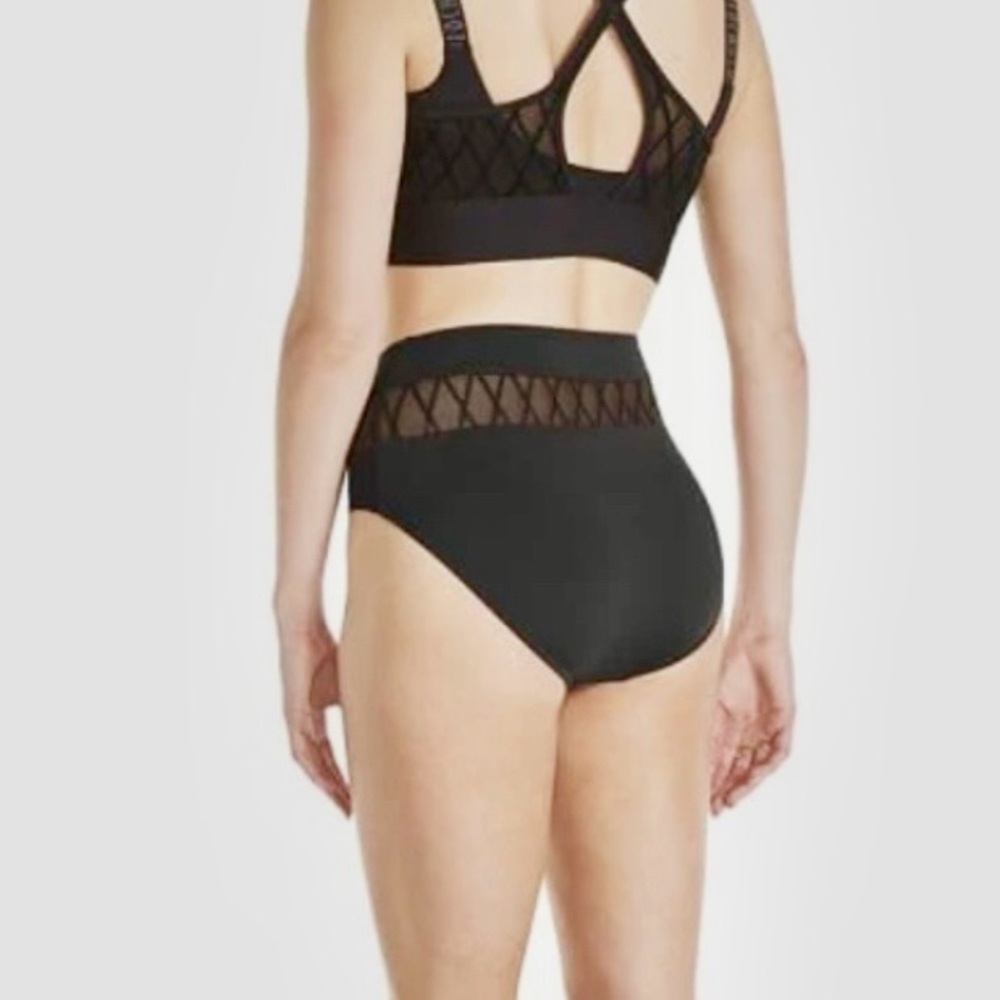 BLOCH - DIAMOND MESH HIGH WAIST BRIEFS Black Womens Small Dance wear Costume